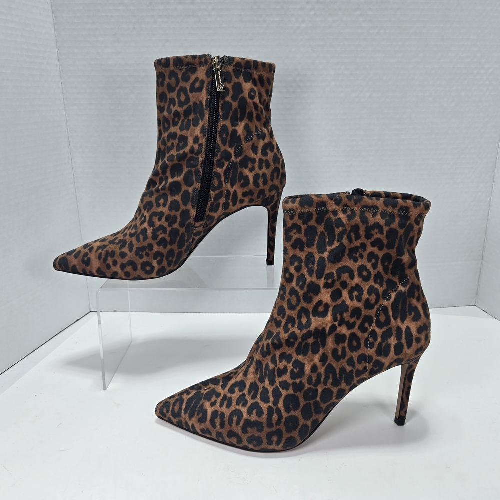 Jessica Simpson Semaja Leopard Print Pointy Toe Stiletto Ankle Booties Size 7